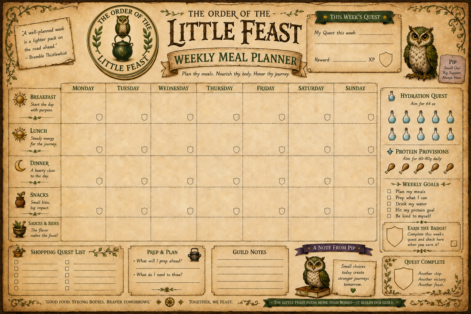 Weekly Little Feast Planner preview